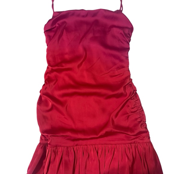Cotton Candy Red Satin Mini Dress - Picture 2 of 6